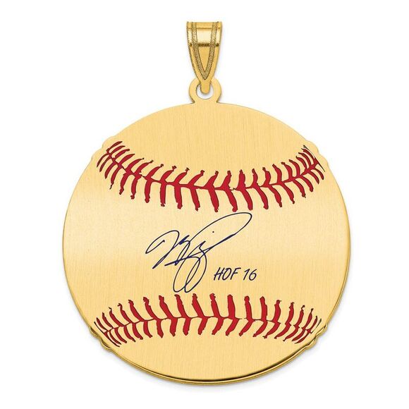 14K Gold Plated Mike Piazza Signature LG Enamel Baseball Pendant
